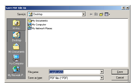 Save PDF File As dialog