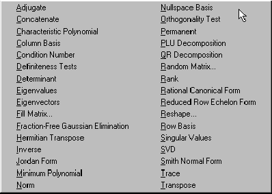 Matrix menu